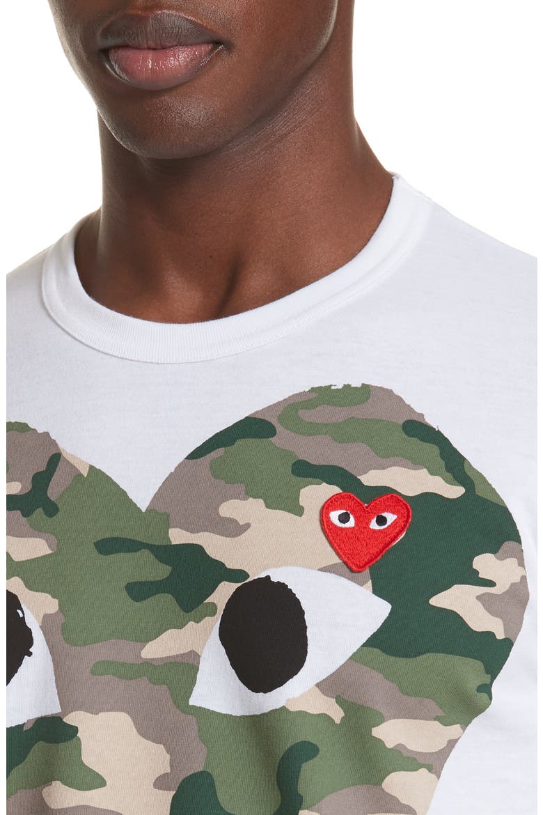 Camo Big Heart Graphic Tee, Alternate, color, WHITE 1