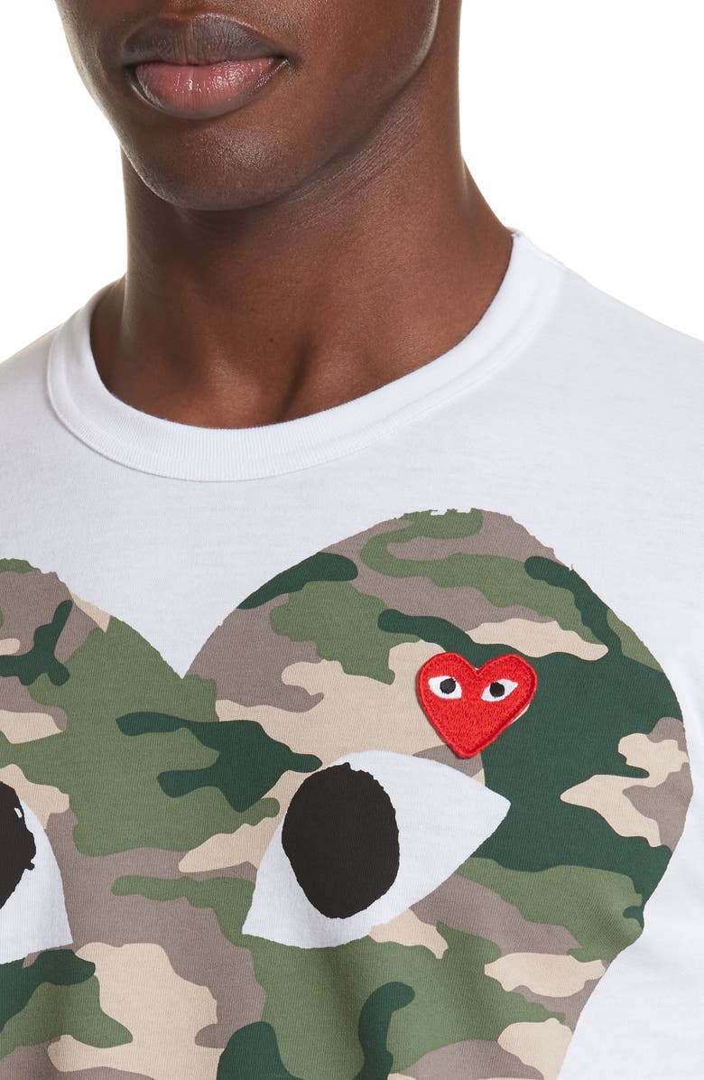 Comme des Garçons PLAY Camo Big Heart Graphic Tee, Alternate, color, White 1