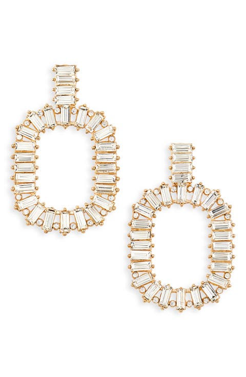 CZ Baguette Ring Drop Earrings