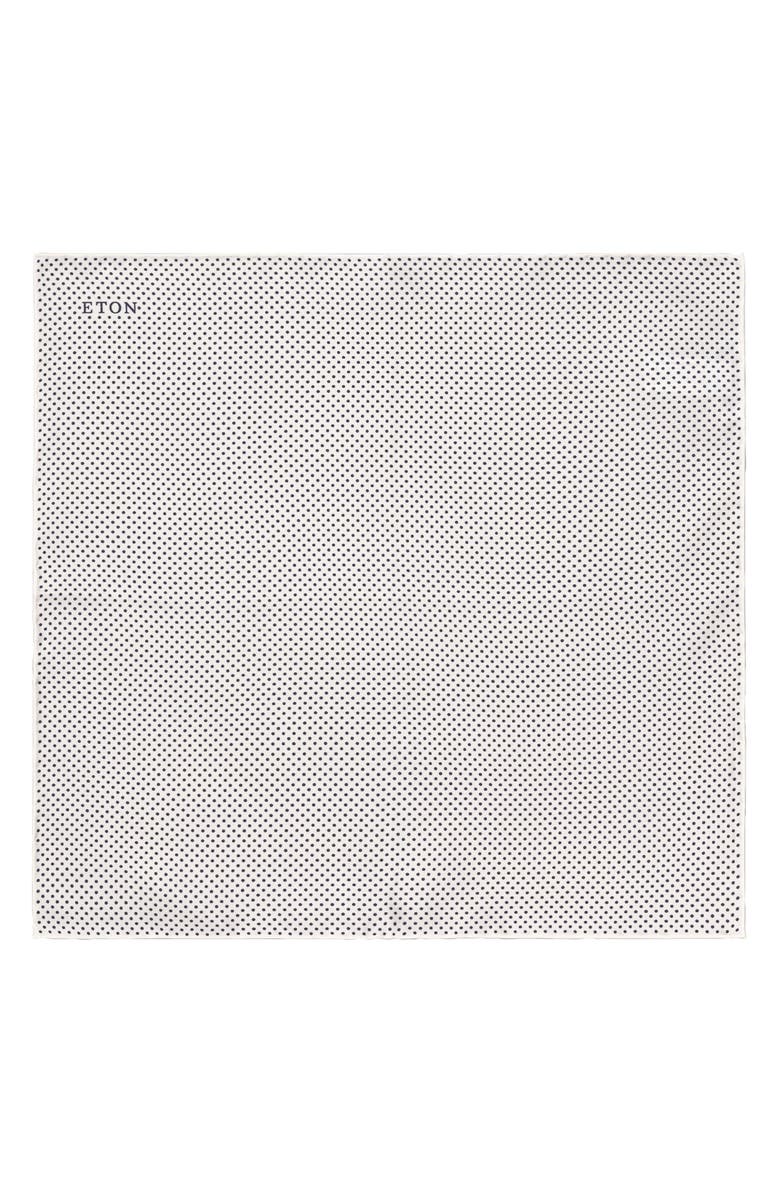 Eton Pin Dot Print Silk Pocket Square, Main, color, Natural