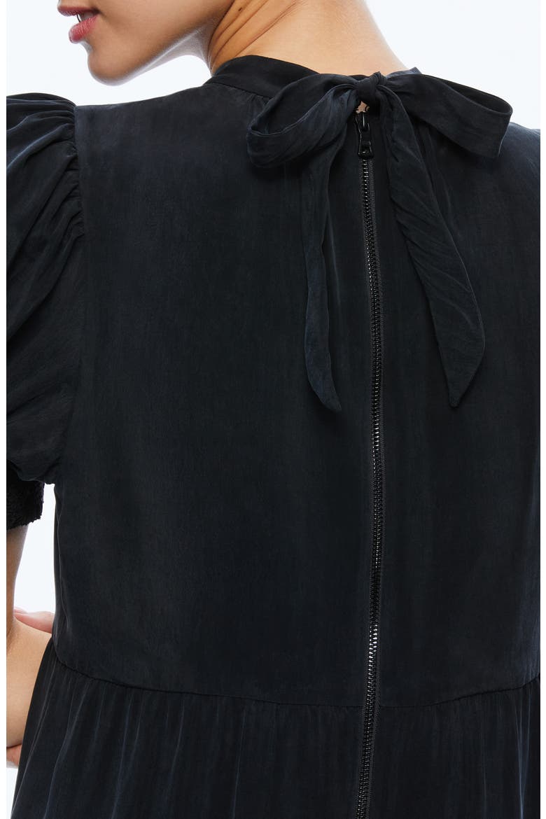 Dorine Puff Sleeve Tiered Minidress, Alternate, color, BLACK