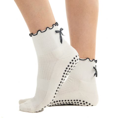 Ruffle Bow Ankle Grip Socks