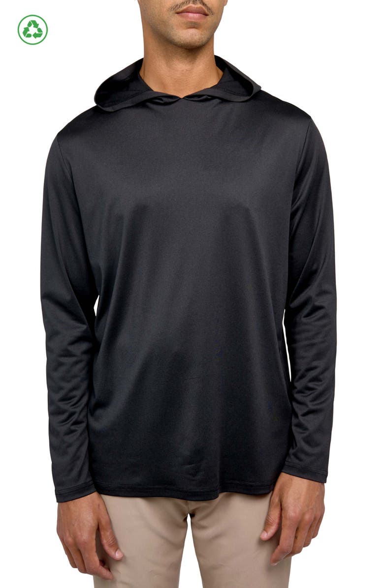 CONSTRUCT Regular Fit Melange Recycled Performance Hoodie, Main, color, Black