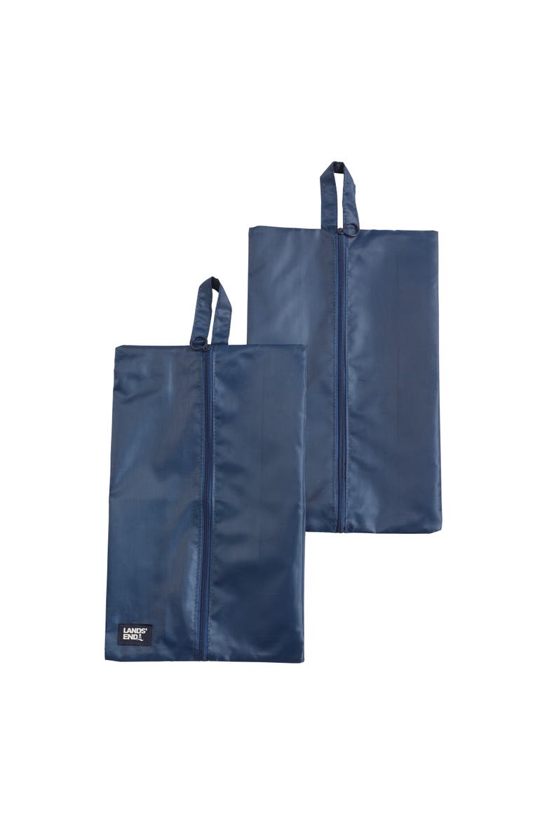 Lands' End Shoe Bags for Travel Set of 2, Polyester Canvas Shoe Travel Bag with Zipper Closure, Main, color, Navy