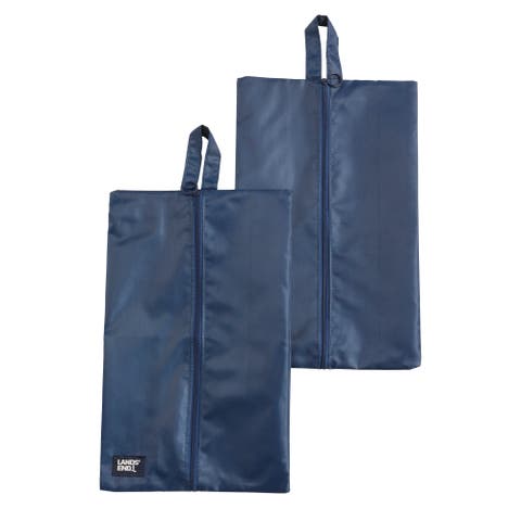 Shoe Bags for Travel Set of 2, Polyester Canvas Shoe Travel Bag with Zipper Closure (Navy)