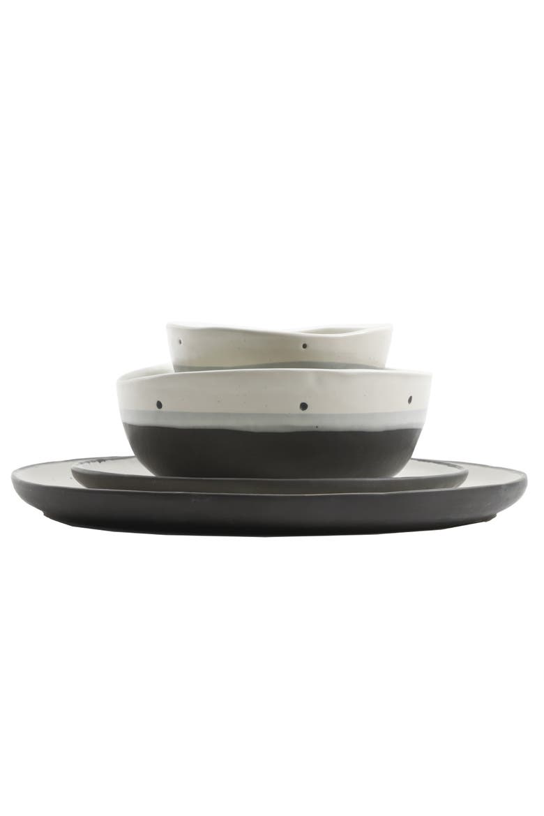 Rhinebeck 16-Piece Double Bowl Dinnerware Set, Alternate, color, White/Black