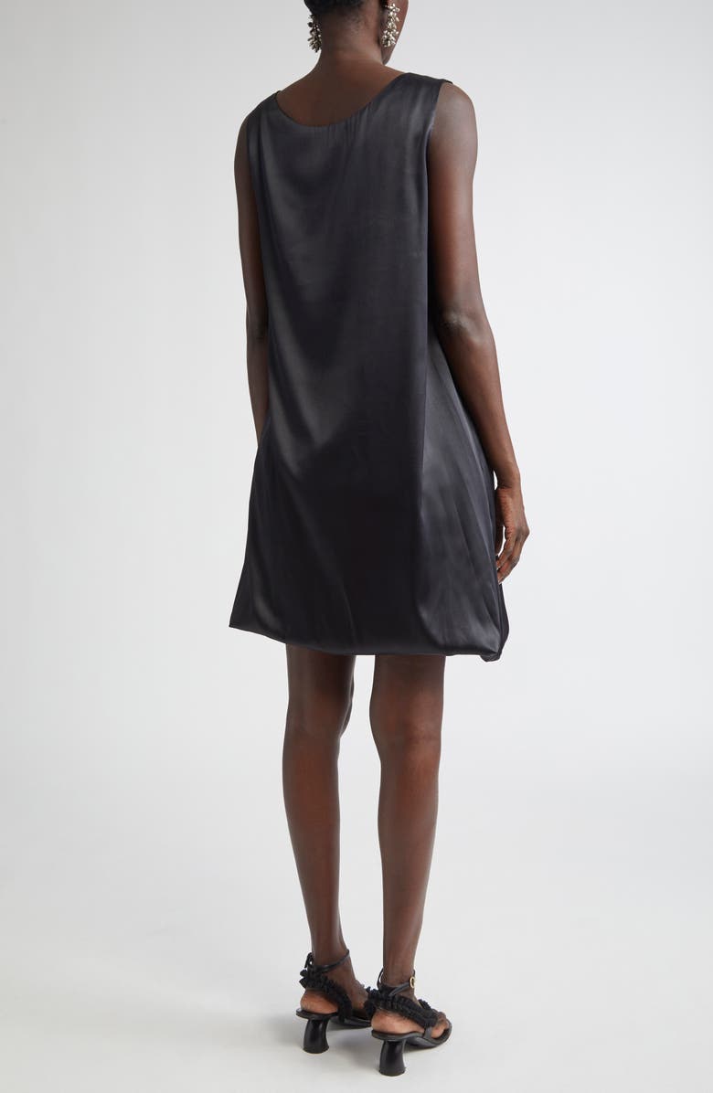 Dries Van Noten Bubble Hem Silk Stretch Satin Dress, Alternate, color, Black