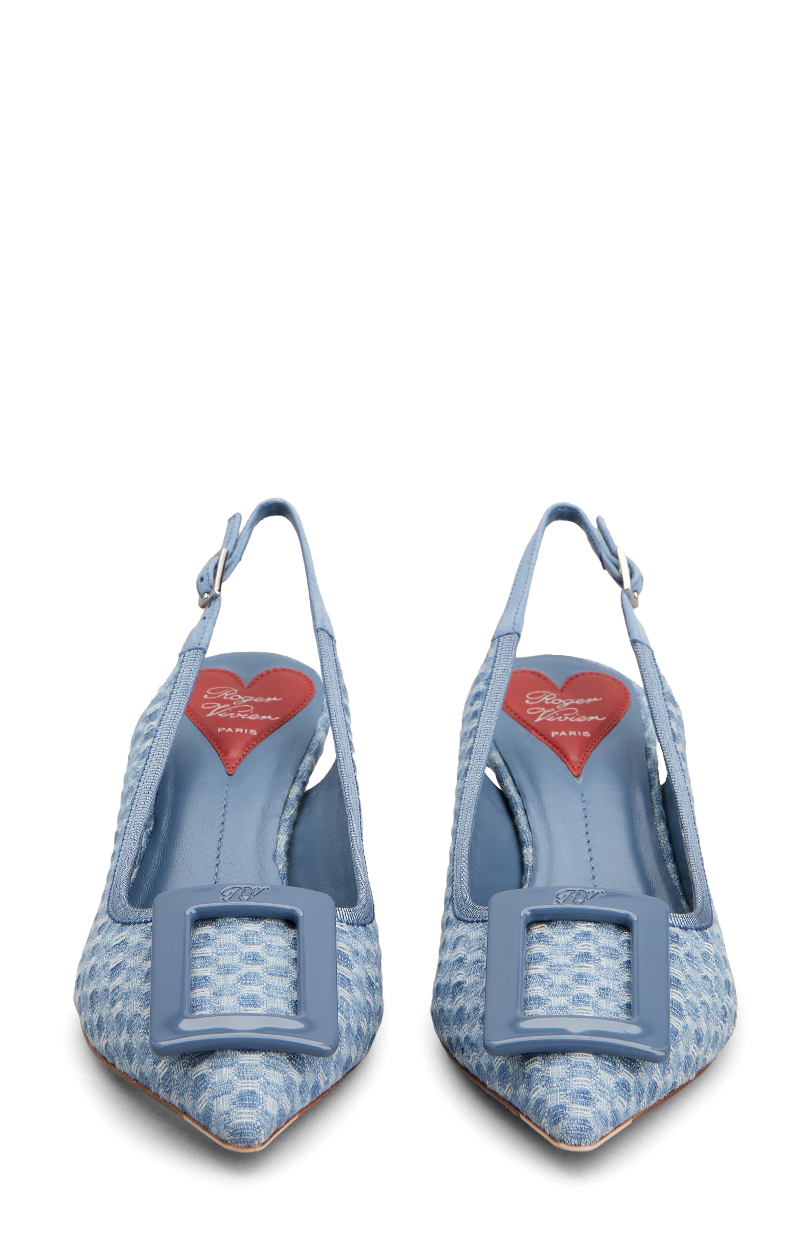 Roger Vivier Virgule Bordo Pointed Toe Slingback Pump, Alternate, color, Cielo Scuro