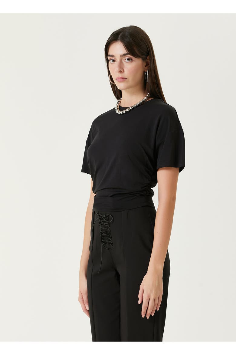 Free Heaven Crop Draped Tshirt, Alternate, color, black
