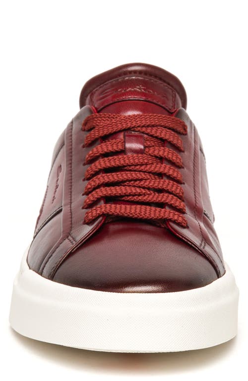 Santoni Burnished Colorblock Sneaker In Dark Red