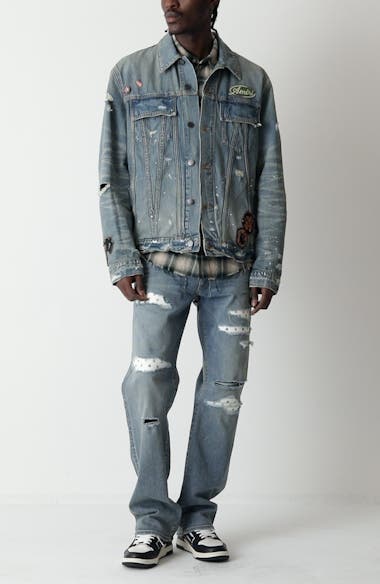 AMIRI Distressed bandana-detail Jeans | Black | FARFETCH