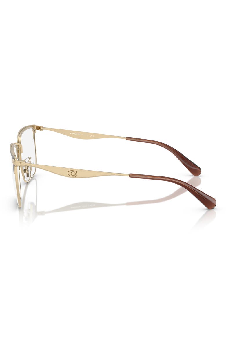 COACH 57mm Rectangular Optical Glasses, Alternate, color, Gold / Brown / Demo Lens
