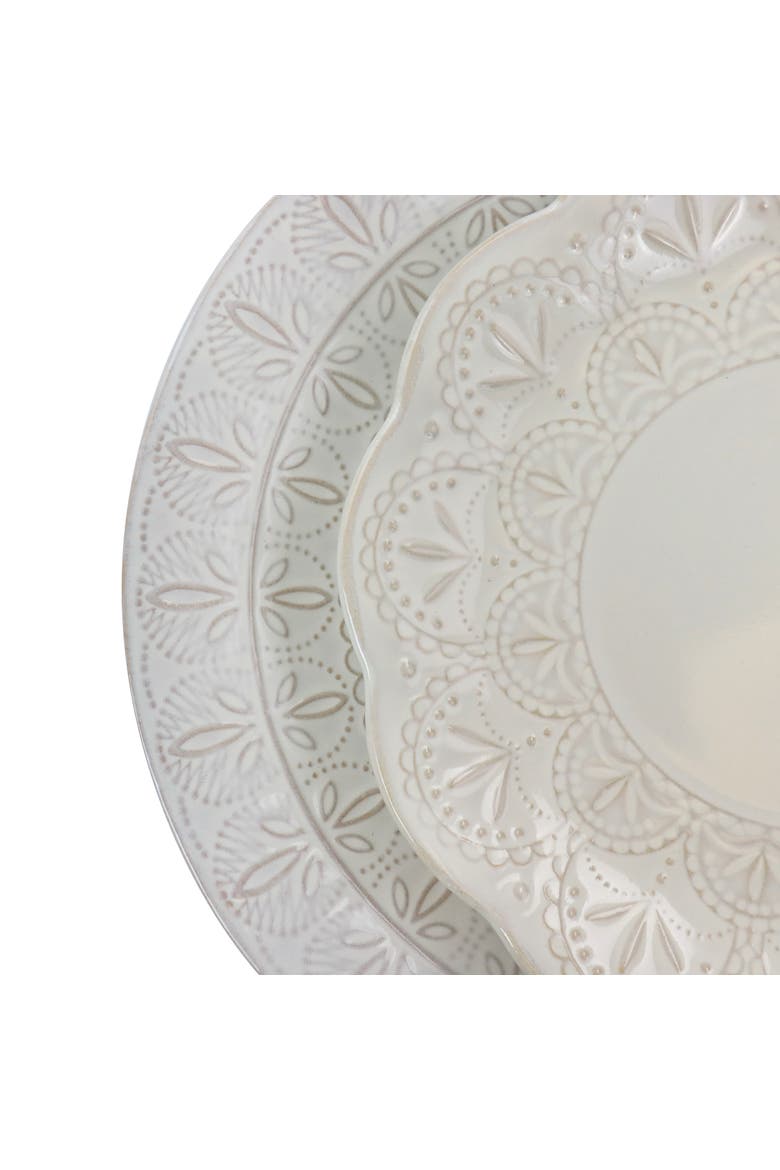 White Lace 16 Piece Stoneware Dinnerware Set, Alternate, color, White