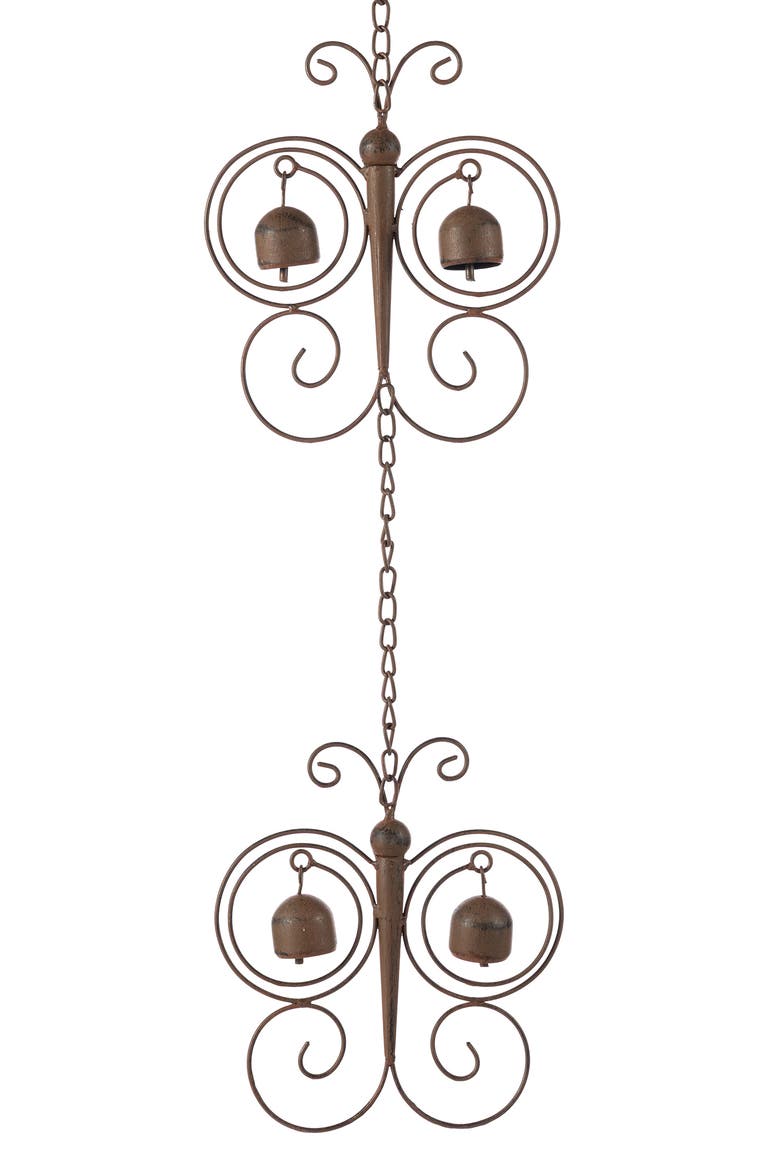 8.5ft Faux Copper Butterfly Shaped Rain Chain with V-Shaped Gutter Clip, Alternate, color, Bronze