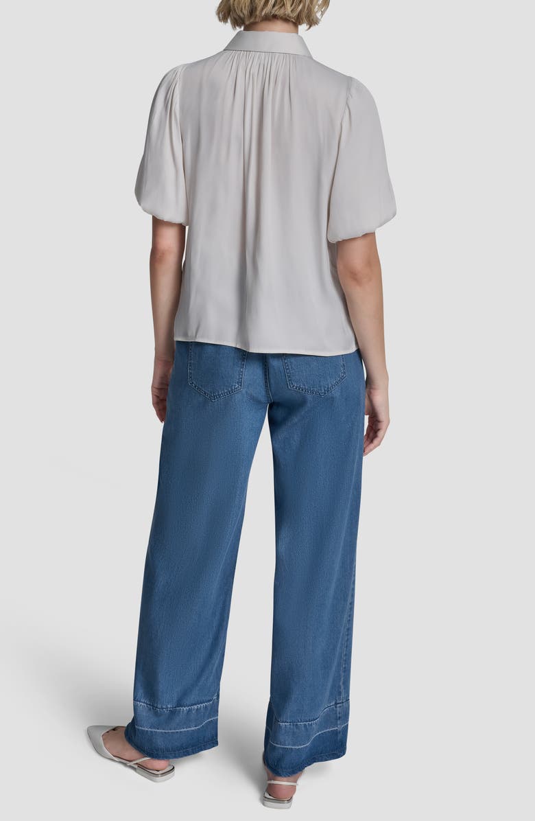 DKNY Park Satin Shirt, Alternate, color, Ivory