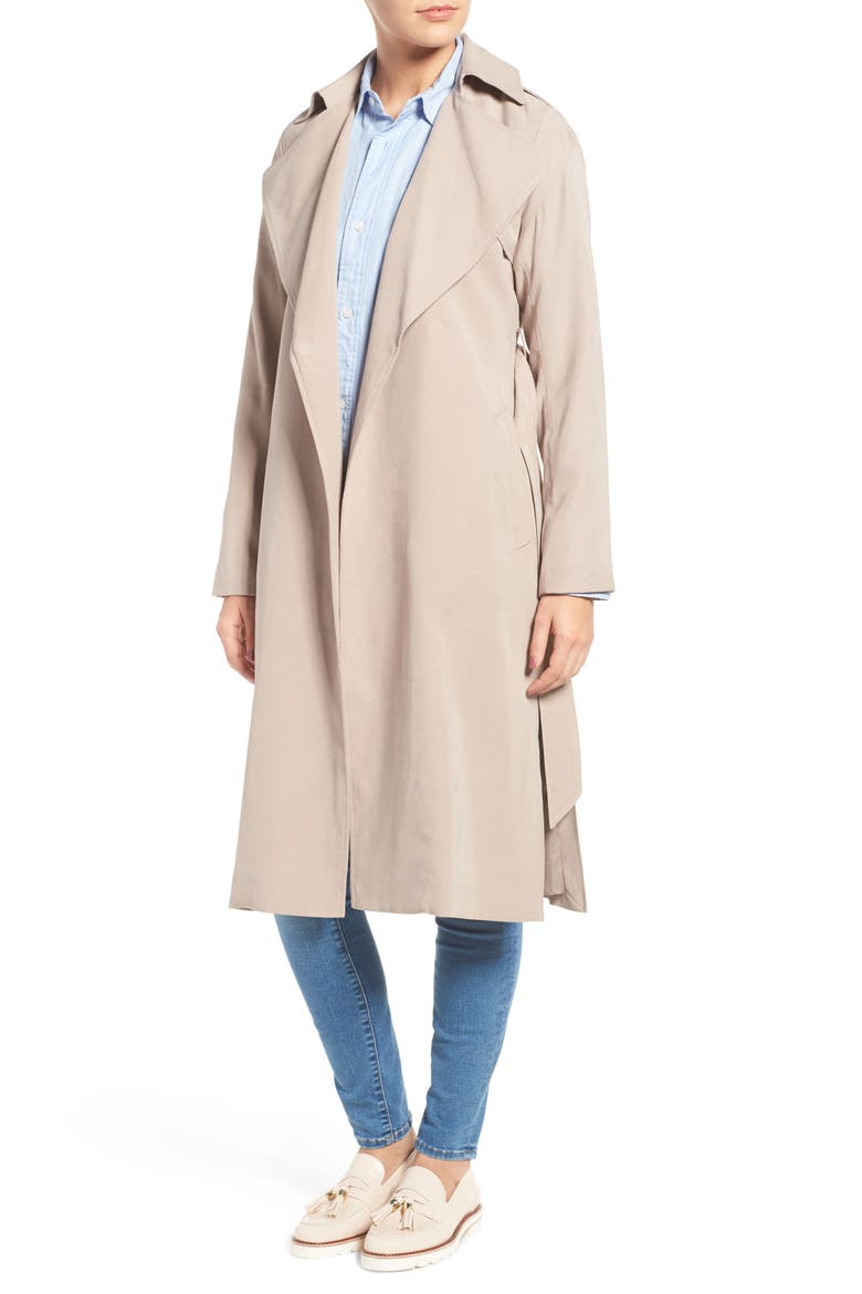 Long Drapey Trench Coat, Alternate, color, SAND