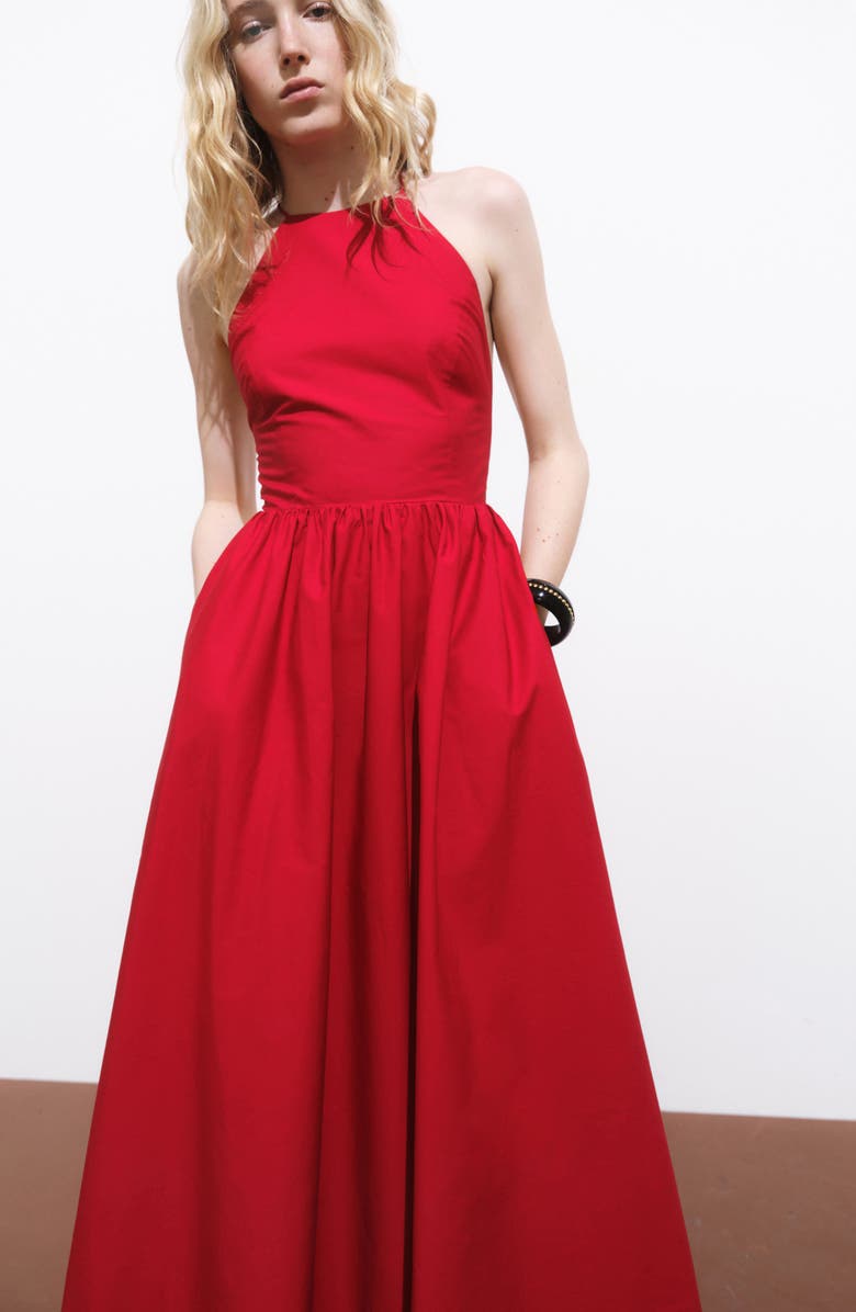 MANGO Sleeveless Fit & Flare Maxi Dress, Alternate, color, Dark Orange