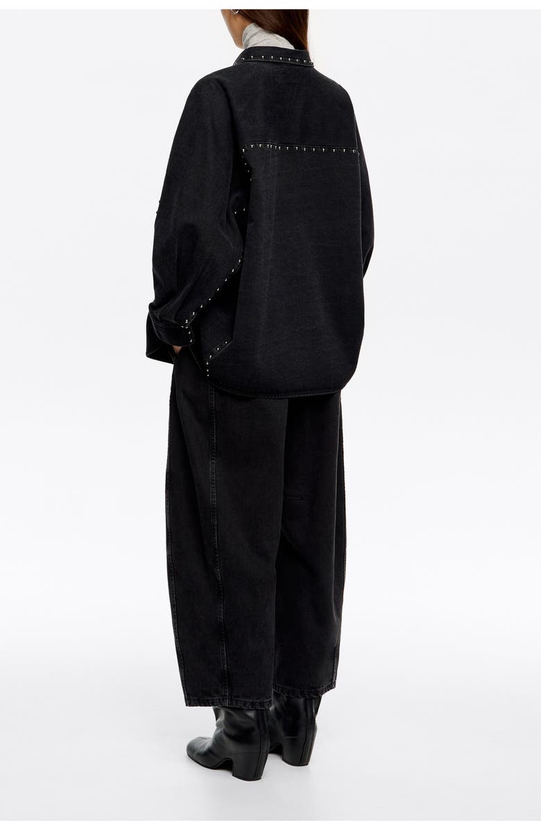 Bimba y Lola Studded Denim Shirt, Alternate, color, Black