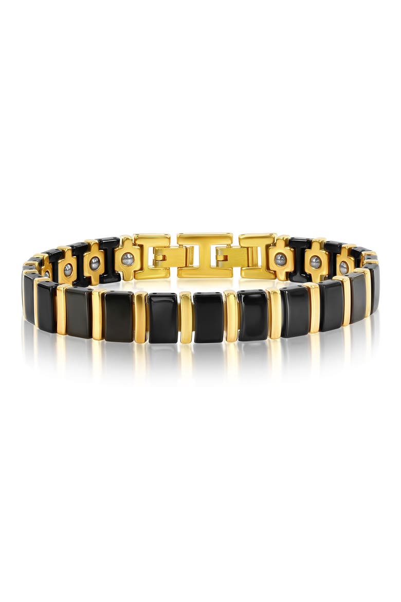 Men's Link Two-Tone Bracelet, Main, color, BLACK/ GOLD