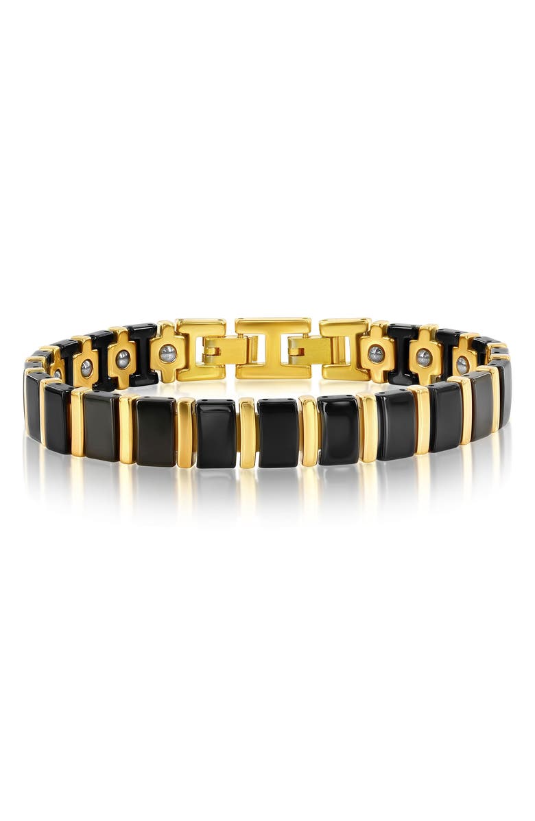 BLACKJACK Men's Link Two-Tone Bracelet, Main, color, Black/ Gold