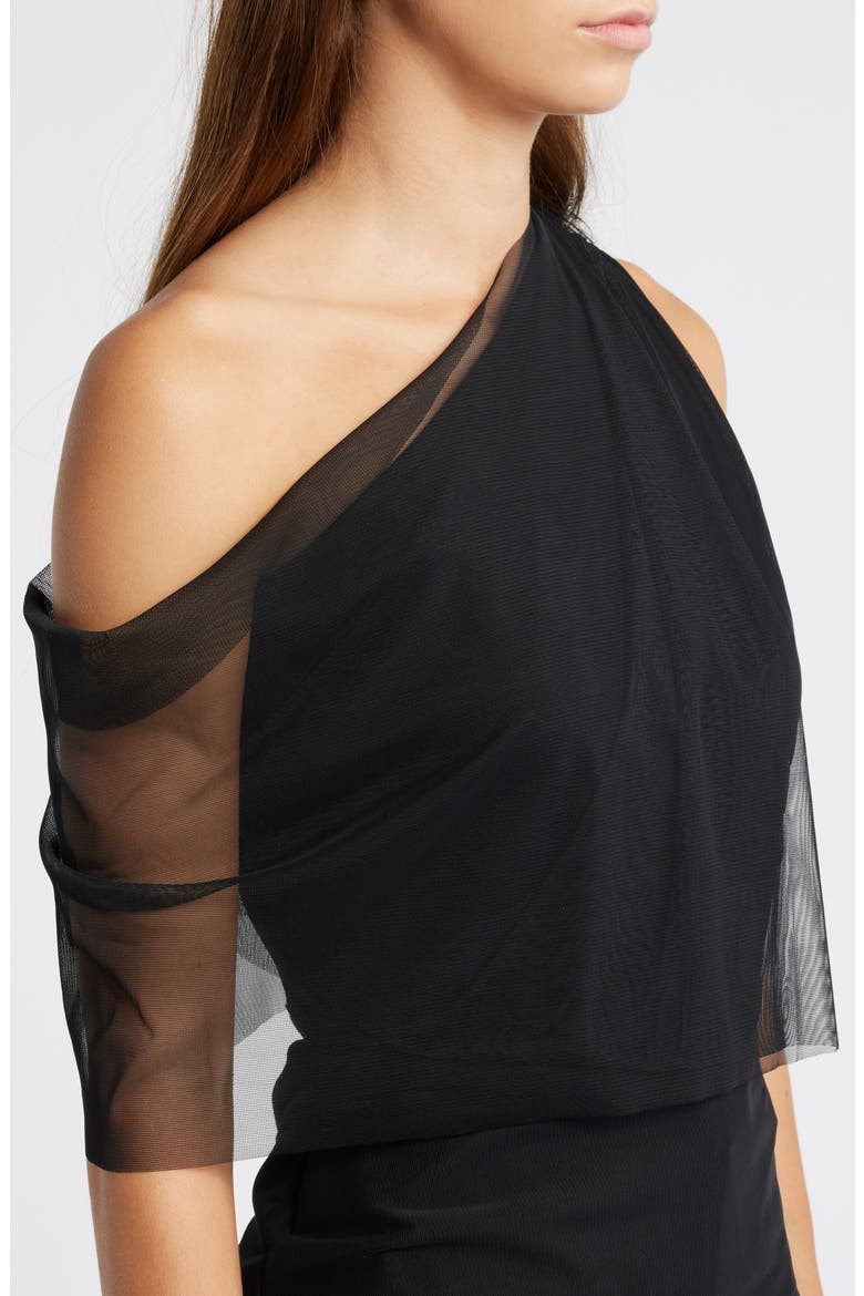 Zinnia One-Shoulder Top, Alternate, color, BLACK