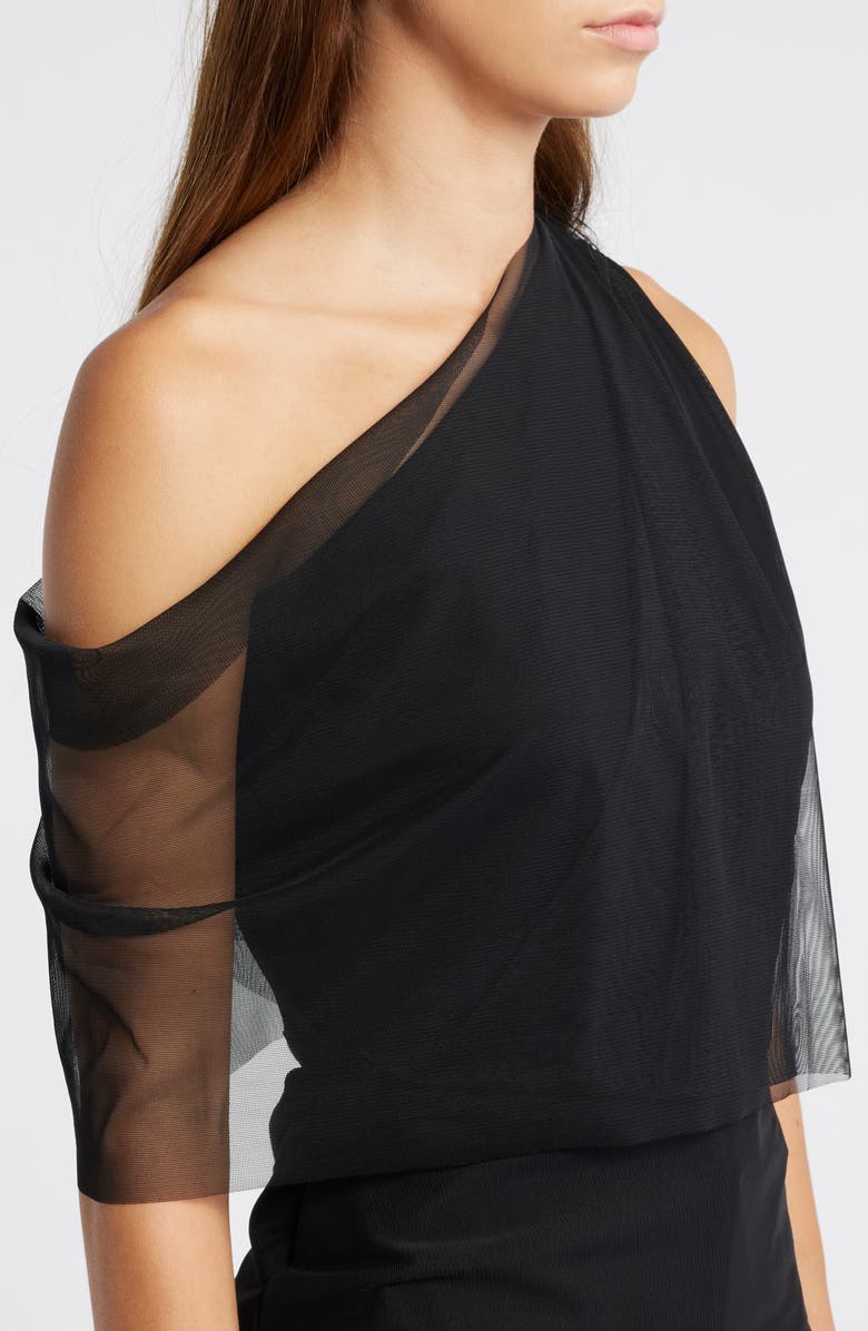 Marcella Zinnia One-Shoulder Top, Alternate, color, Black