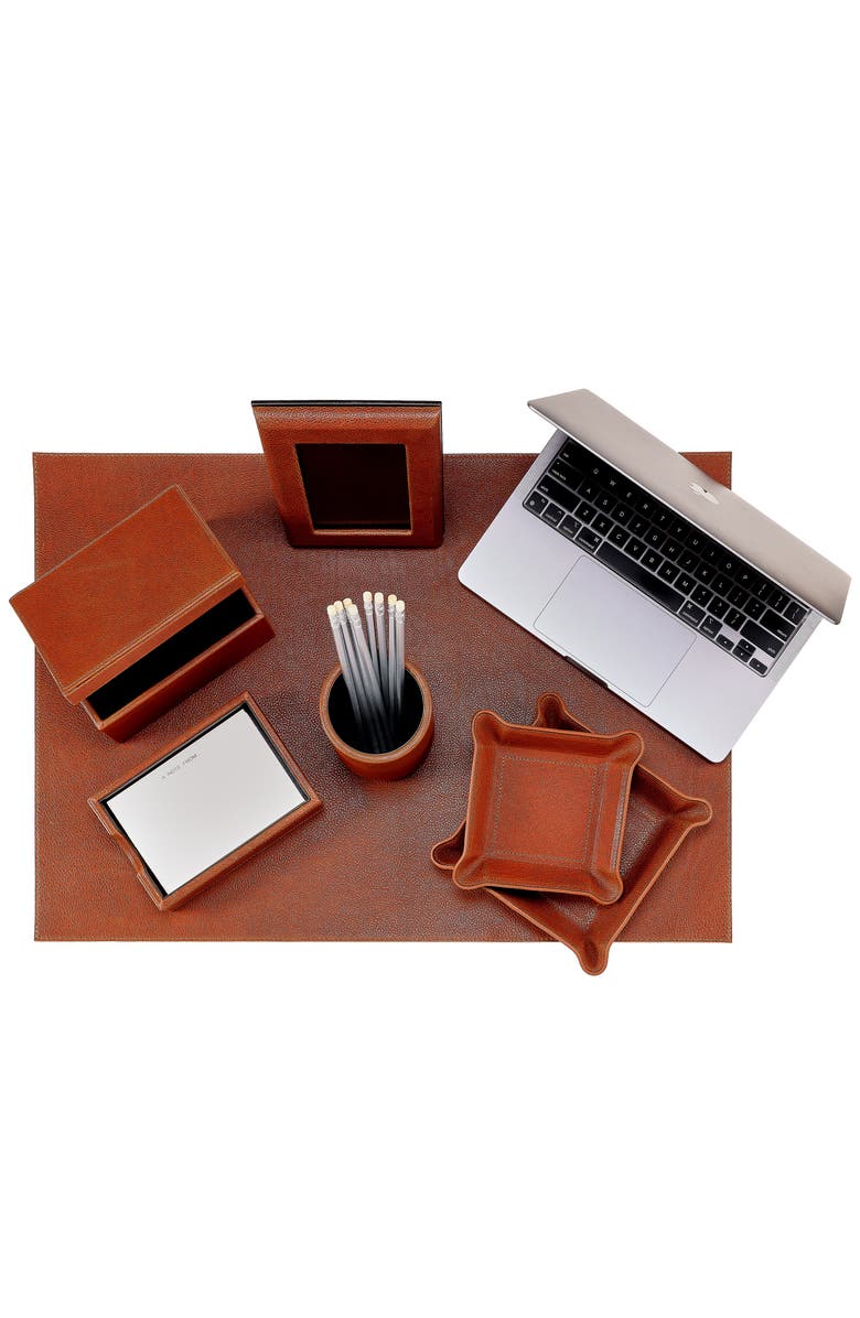 Graphic Image Leather Desk Blotter, Alternate, color, Cognac