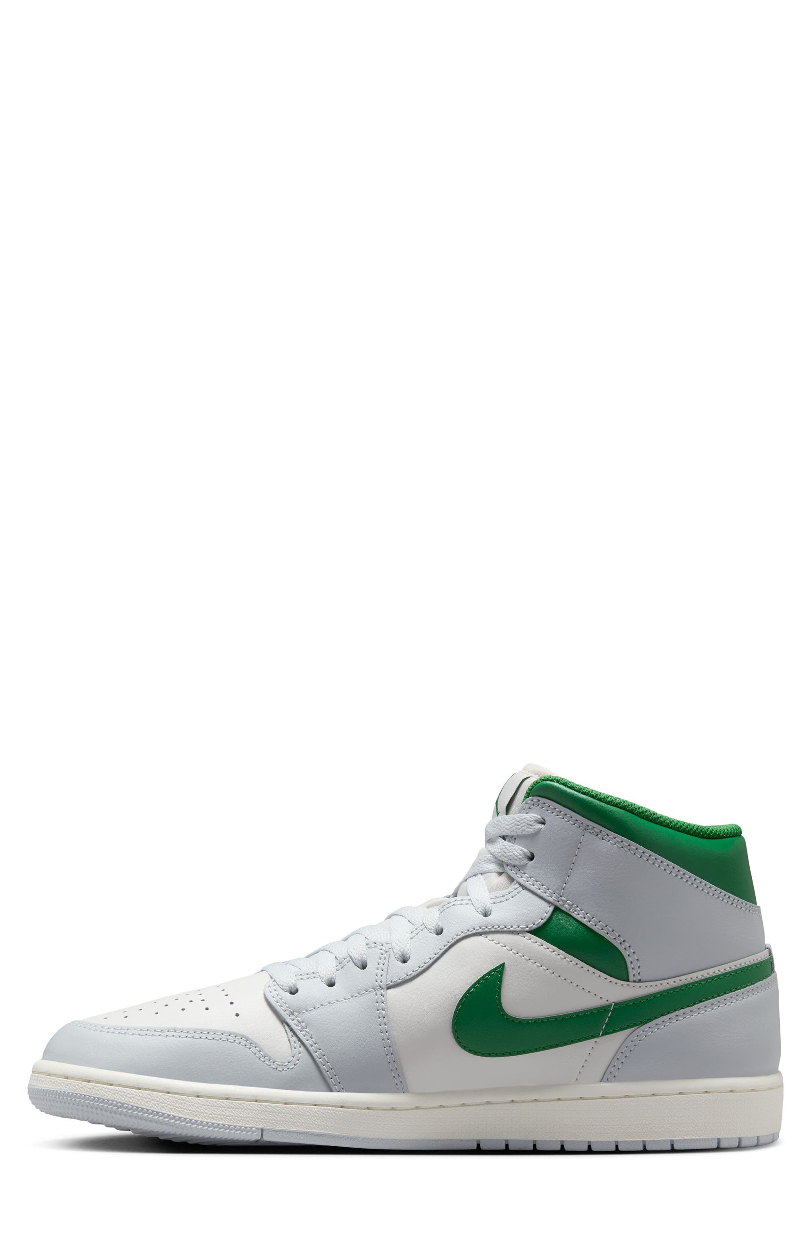 Jordan Air Jordan 1 Mid Sneaker, Alternate, color, White/ Pine Green/ Platinum