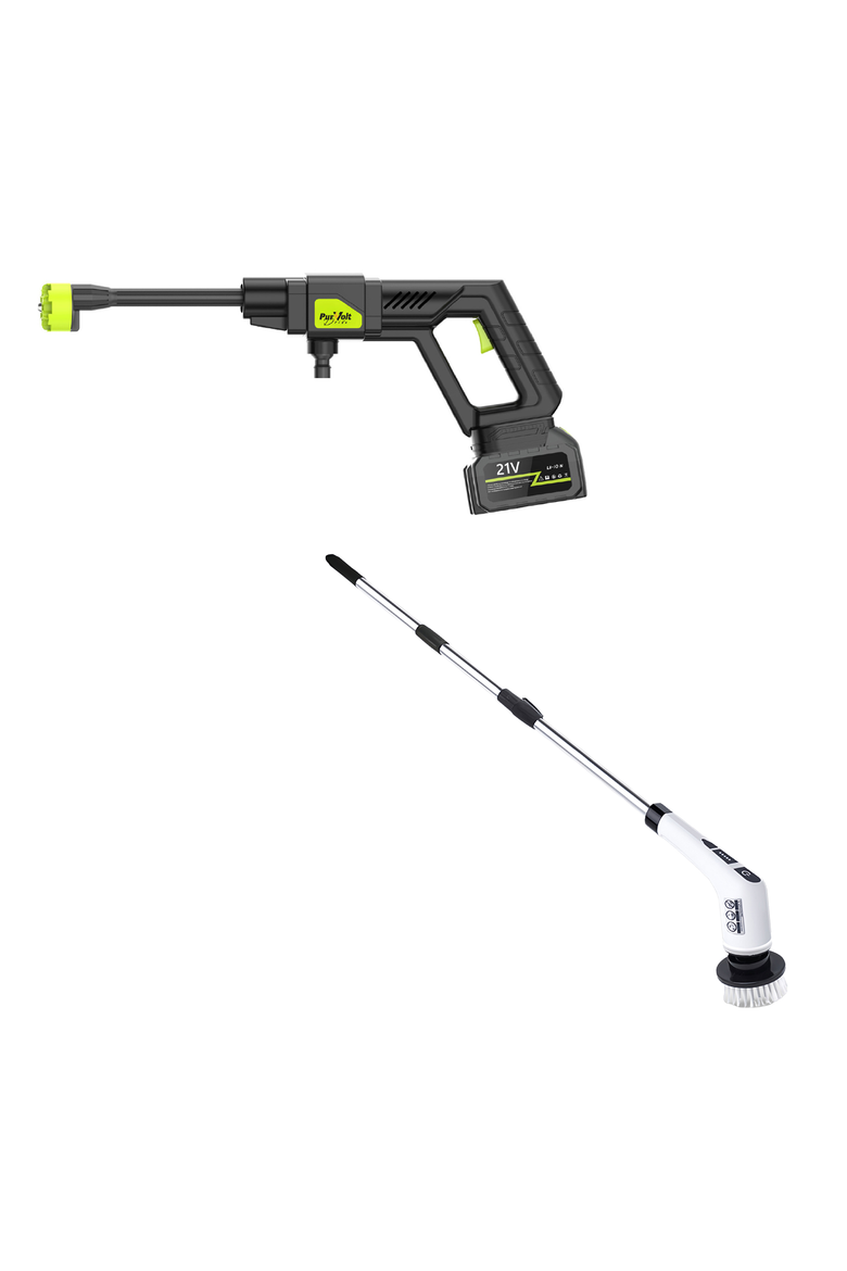 Pro Cleaning System Cordless Pressure Washer & Rechargeable Power Scrubber, Main, color, White