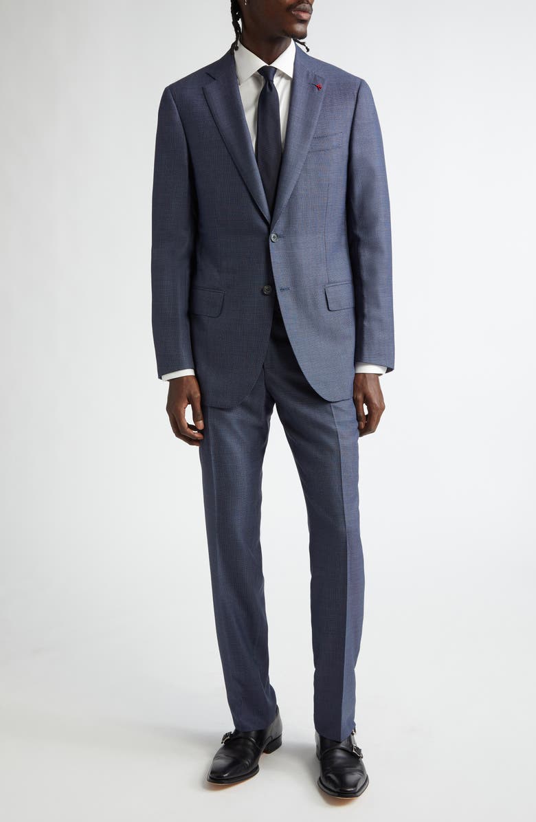 ISAIA Sanita Textured Wool Suit, Alternate, color, Medium Blue