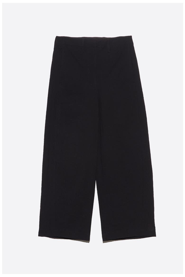 Cotton Linen Barrel-Leg Trousers, Alternate, color, BLACK