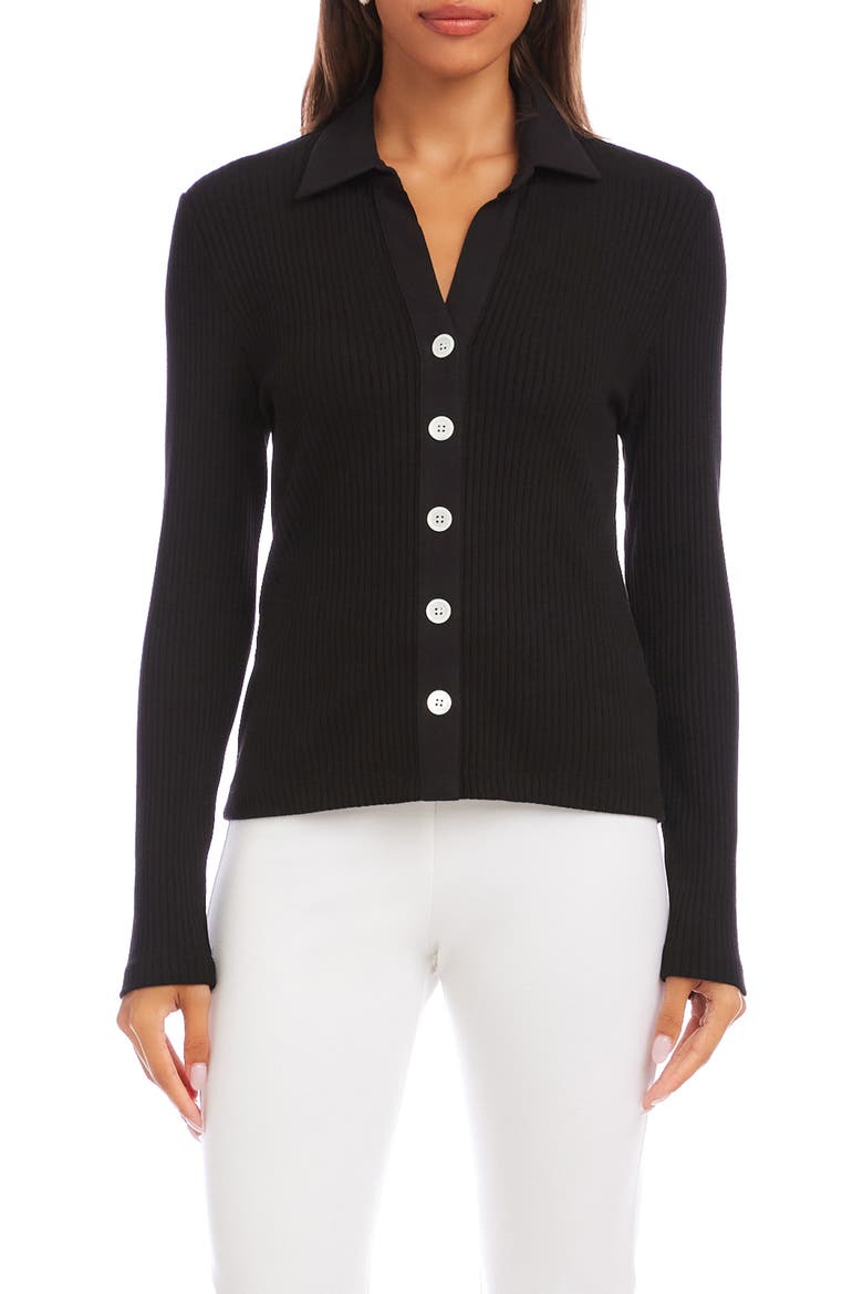 Button-Up Rib Top, Main, color, BLACK