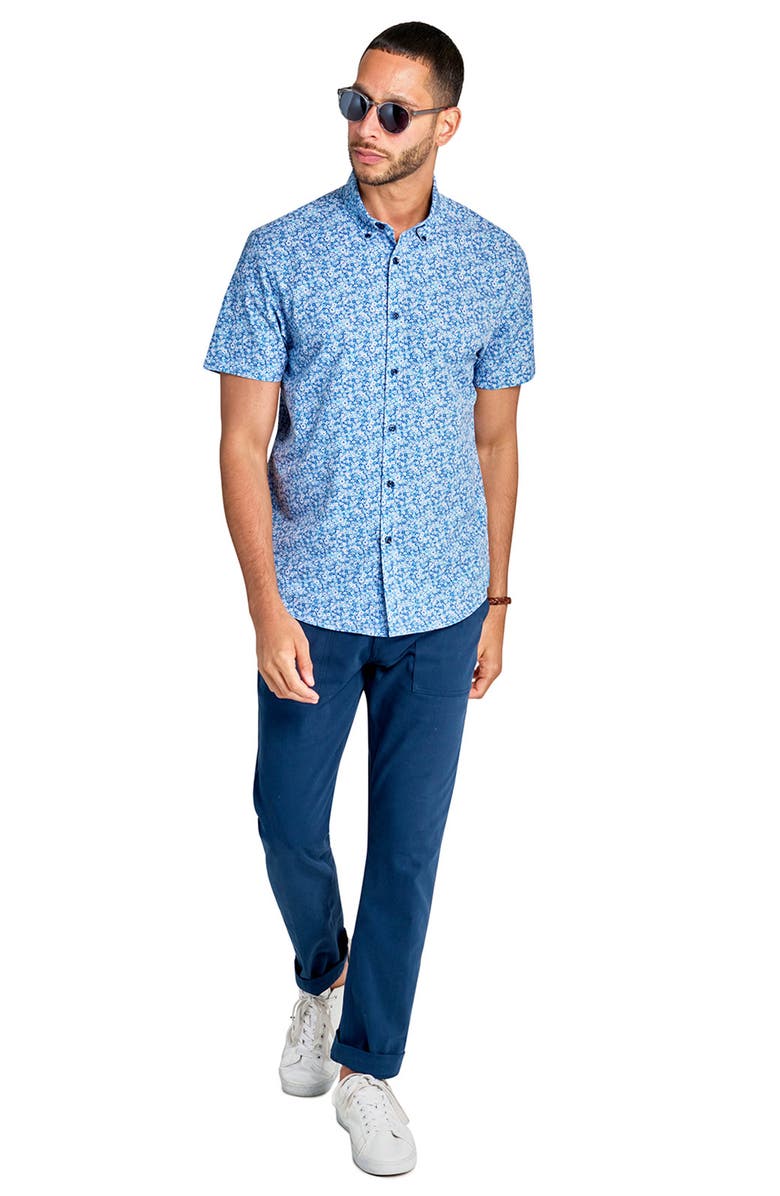 Brooklyn Brigade Micro Floral Short Sleeve Shirt, Alternate, color, Blue