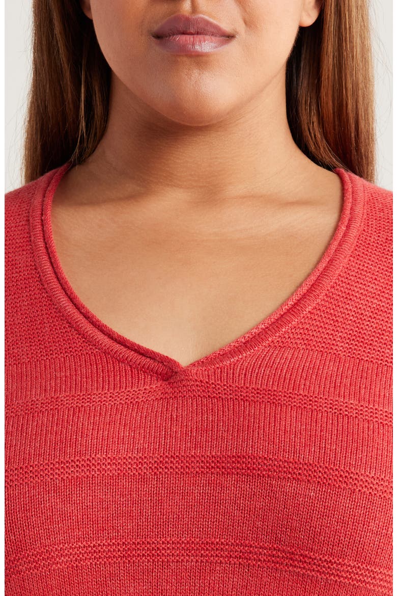 Cotton & Cashmere Blend V-Neck Sweater, Alternate, color, ROSETTE
