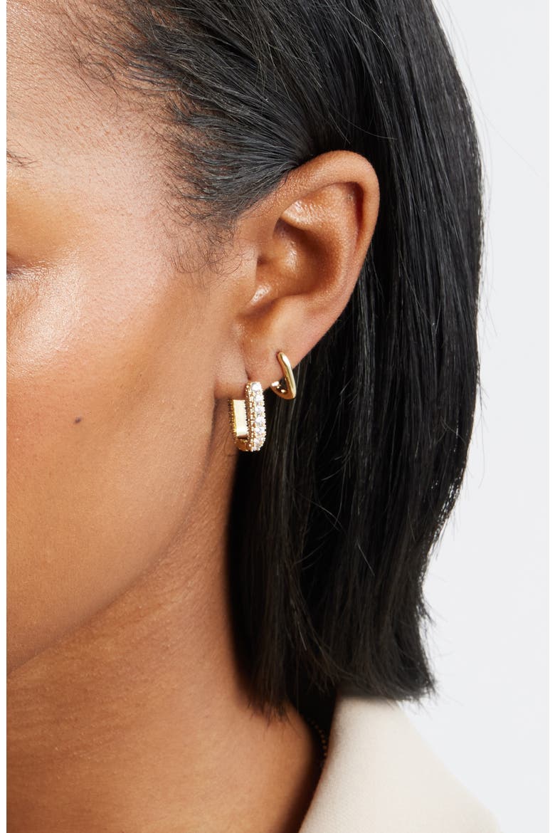 Demi Fine Set of 3 Oval Hoop Earrings, Alternate, color, 14K GOLD PLATED