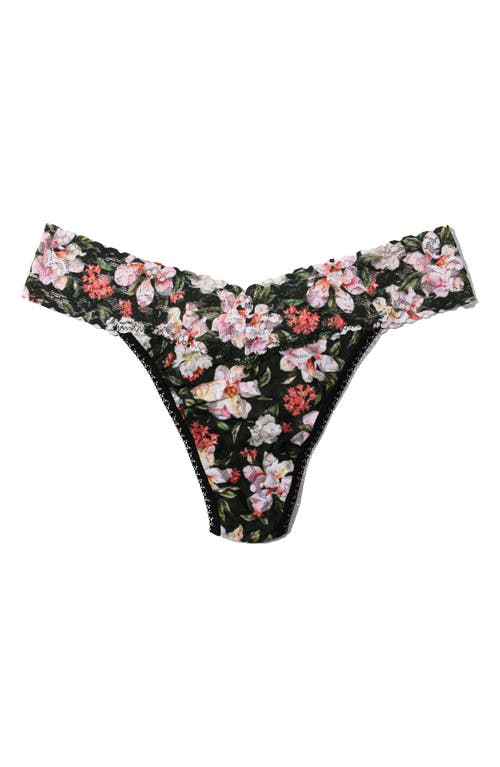 Hanky Panky Printed Signature Lace Original Rise Thong In Black