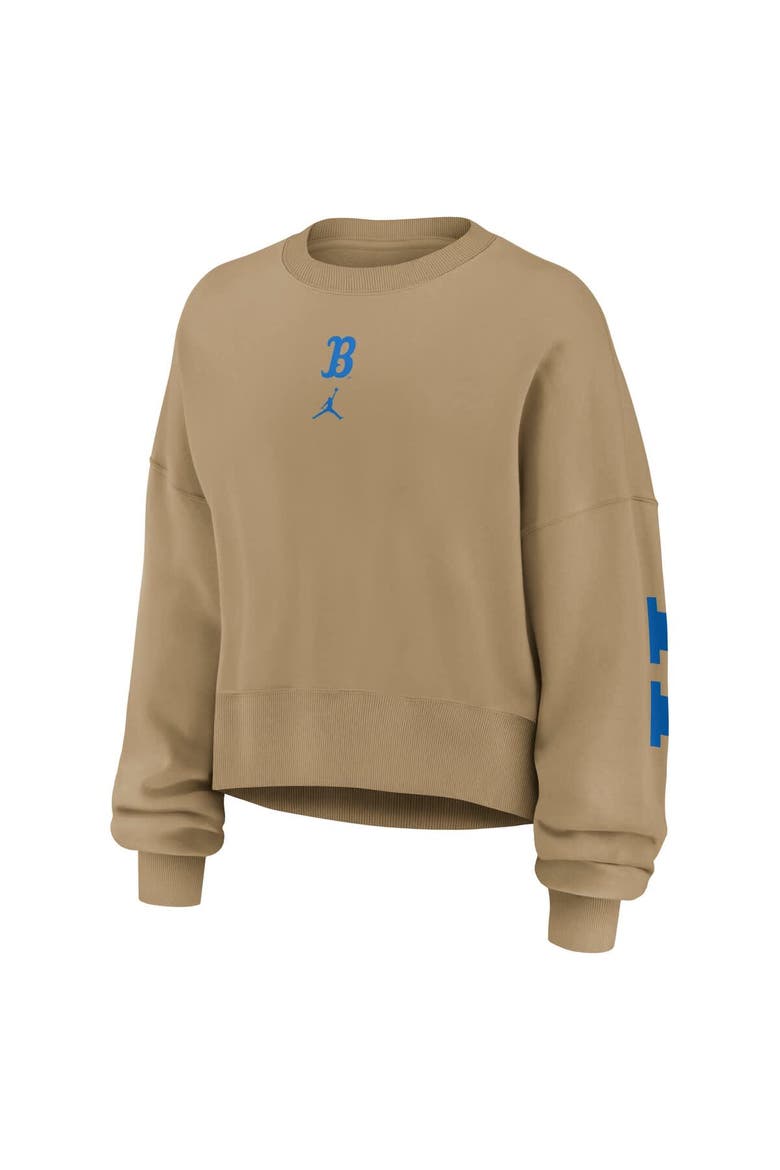 Women's Jordan Brand Tan UCLA Bruins Oversized Phoenix 2-Hit Pullover Sweatshirt, Alternate, color, Tan