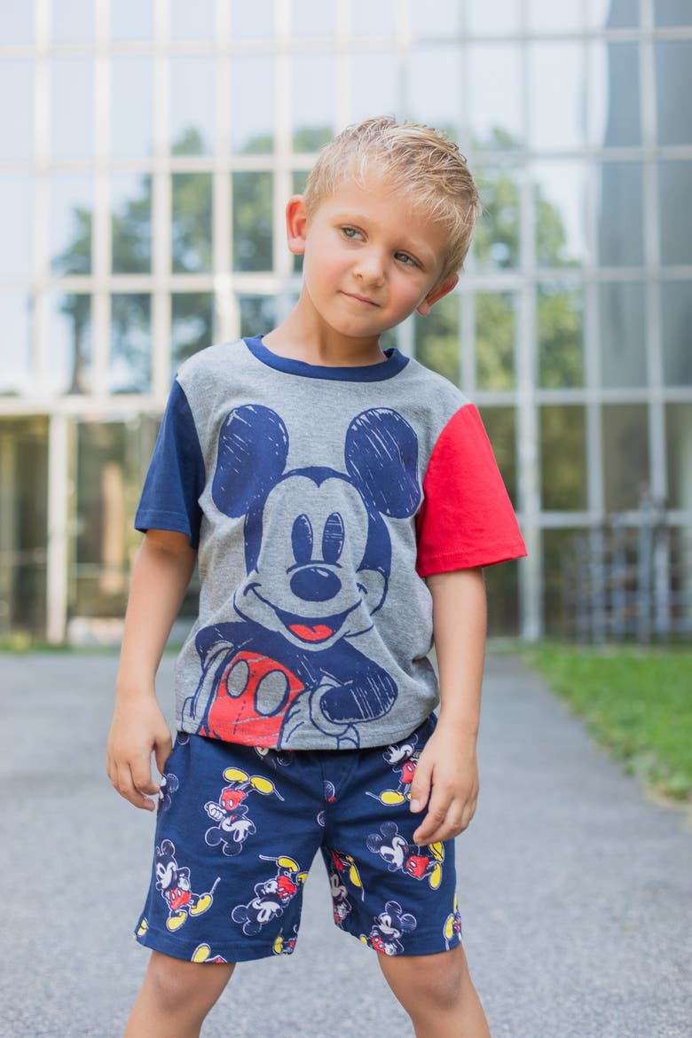 Mickey Mouse T-Shirt and French Terry Shorts Set, Alternate, color, Mickey Grey Navy Red