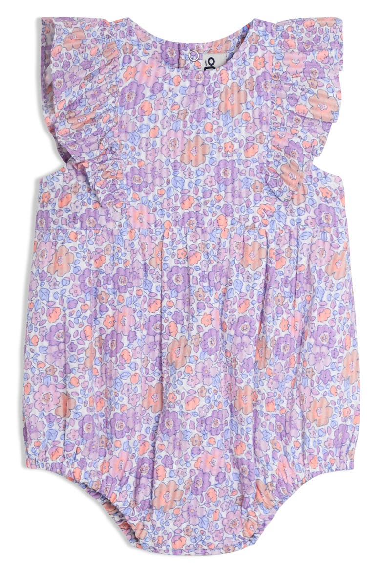 Floral Cotton Romper & Sun Hat Set, Alternate, color, LILAC
