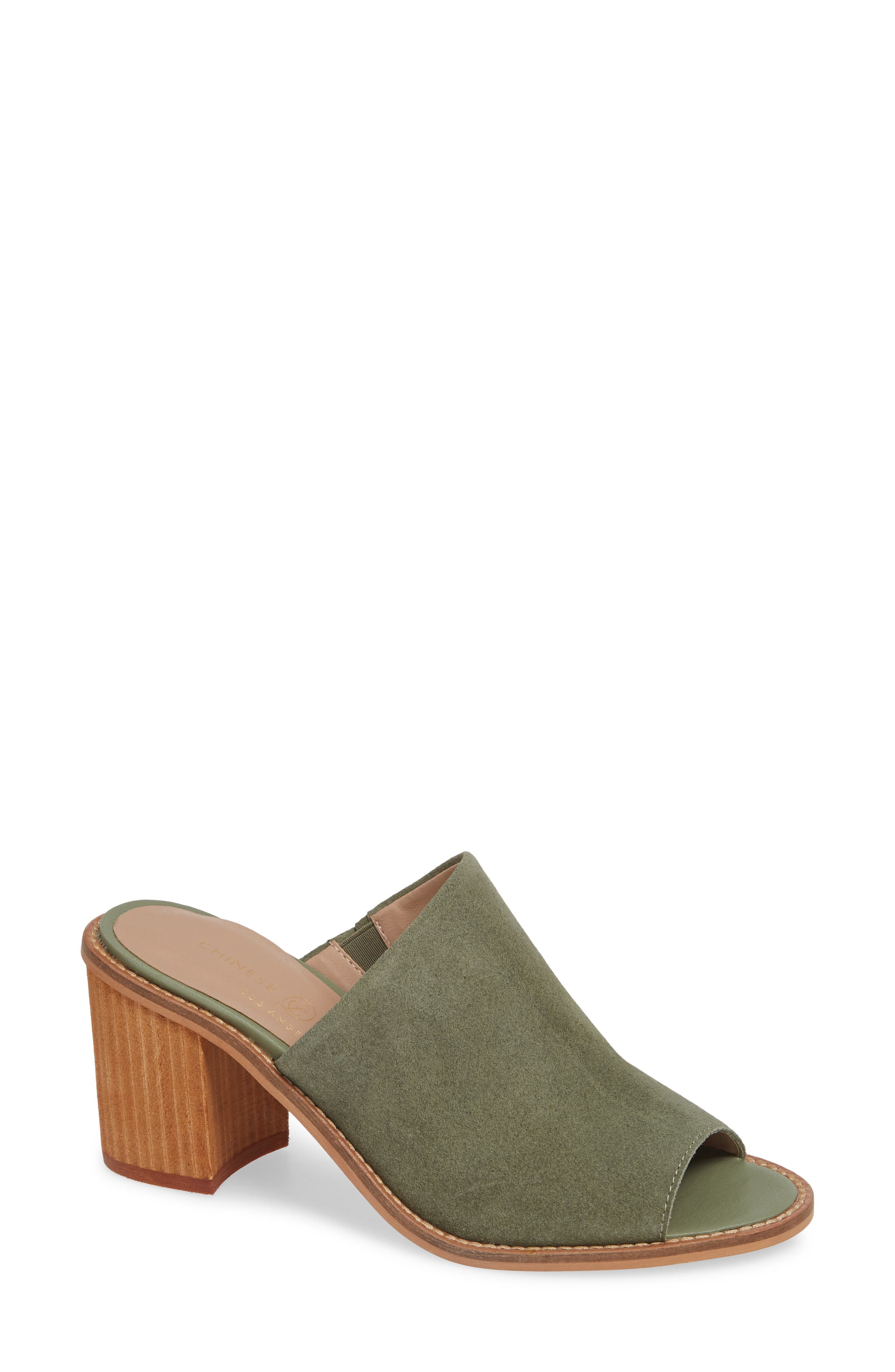 Carlin Slide Sandal, Main, color, OLIVE SUEDE