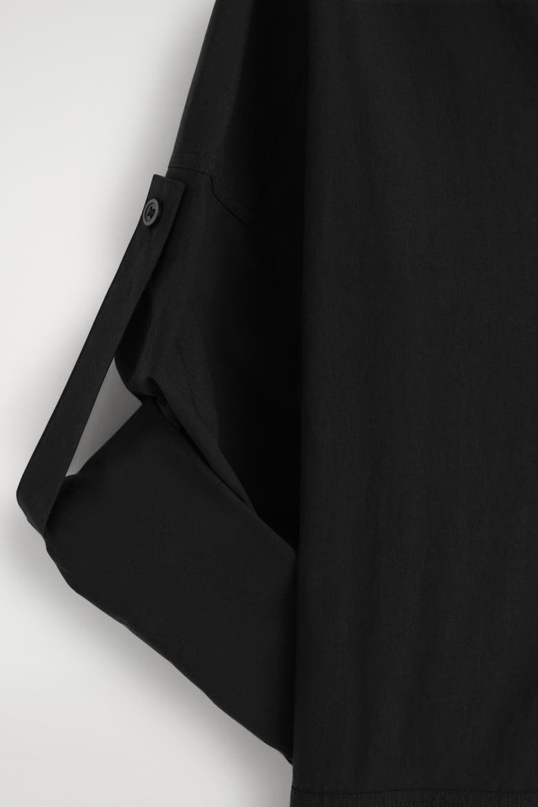 Cotton-poplin Short-sleeved Shirt Dress, Alternate, color, BLACK