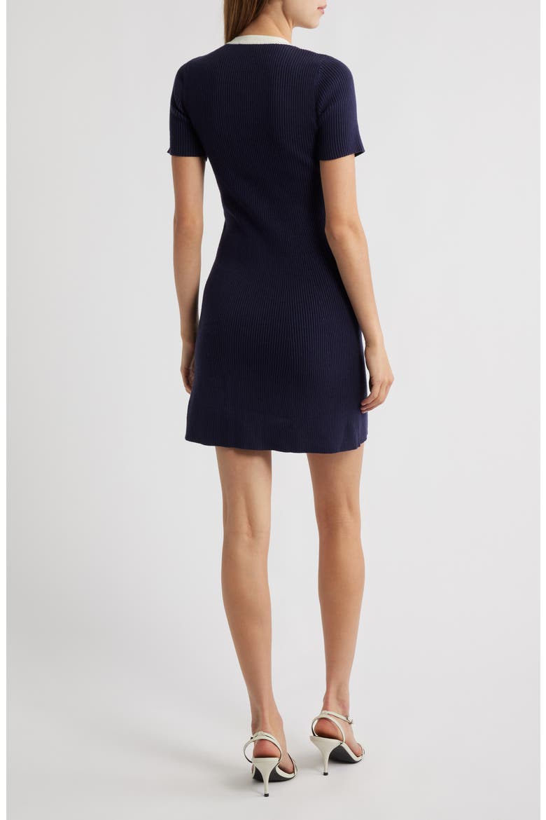 Button Detail Rib Sweater Minidress, Alternate, color, BLUE