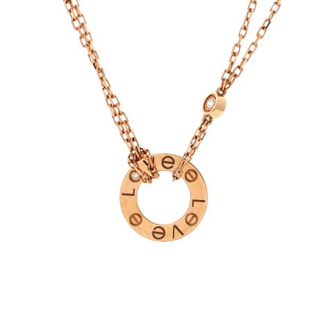2 Diamonds Love Pendant Necklace 18K Rose Gold and Diamonds