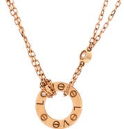 Pre-Owned Cartier 2 Diamonds Love Pendant Necklace 18K Rose Gold and Diamonds