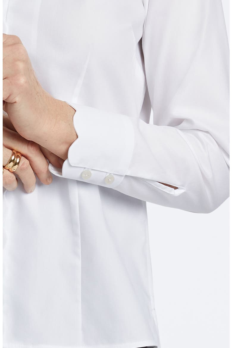 Bridget Scalloped Matte Sateen Button-Up Shirt, Alternate, color, WHITE