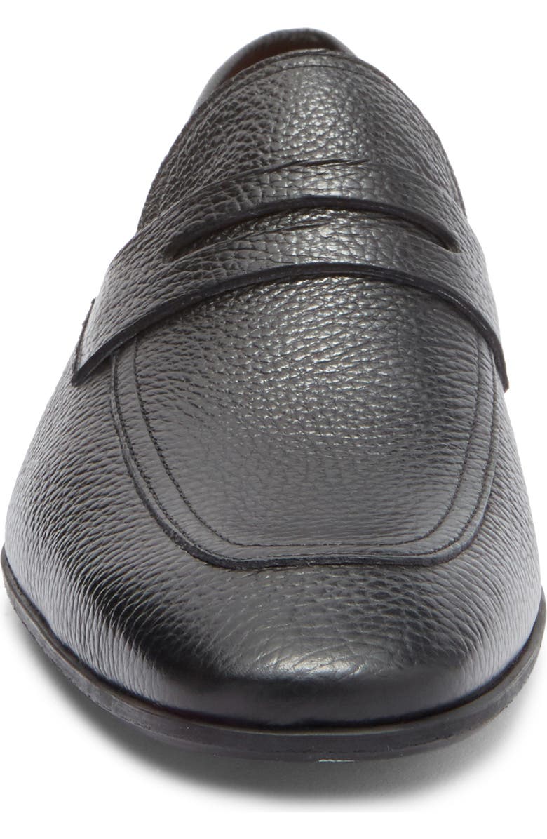 Magnanni Vince Leather Penny Loafer, Alternate, color, Black Pebble