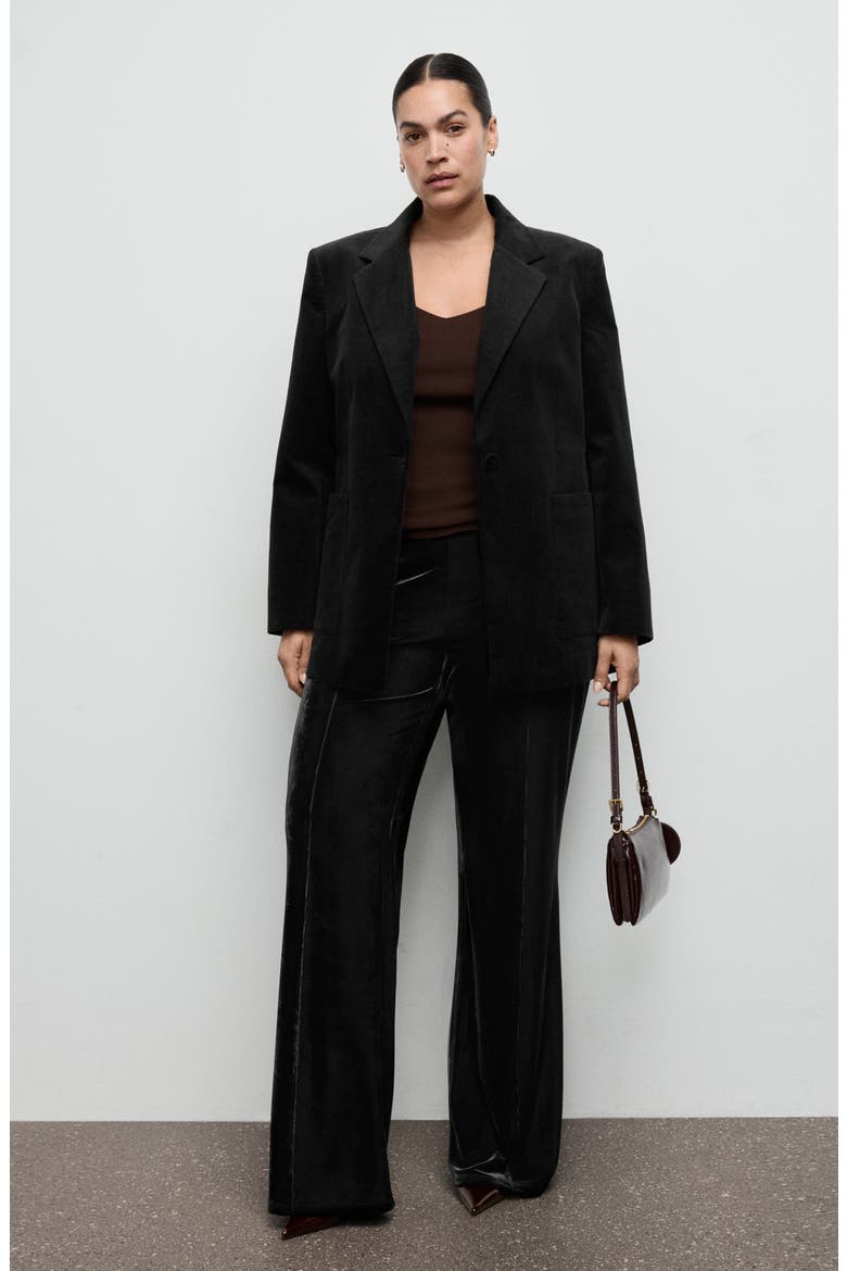Mid Rise Velvet Pants, Alternate, color, BLACK