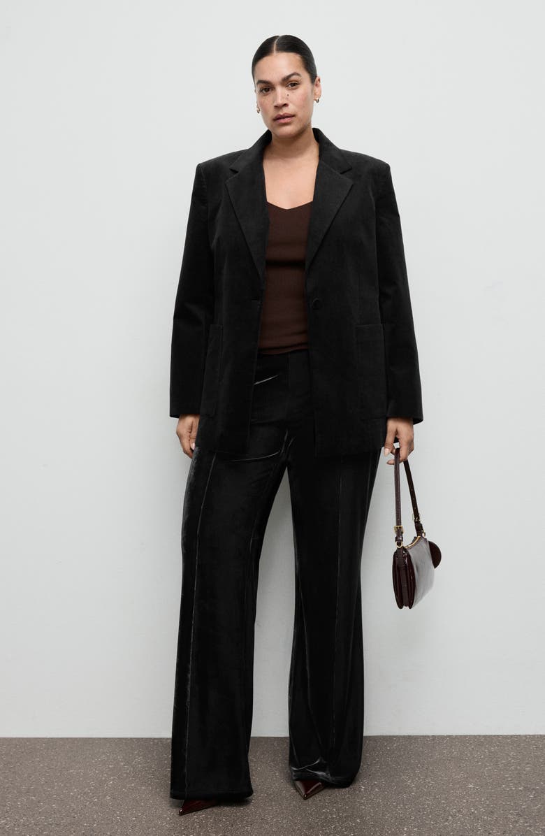 MANGO Mid Rise Velvet Pants, Alternate, color, Black