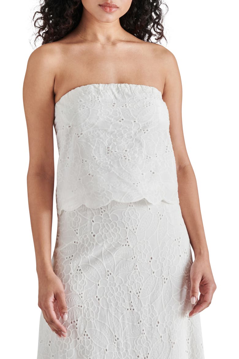Amalia Strapless Cotton Eyelet Top, Main, color, WHITE