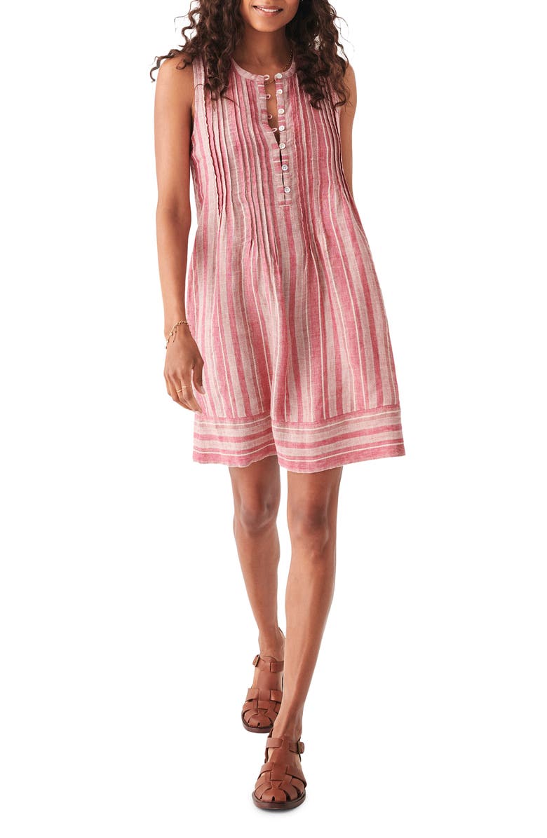 Faherty Isha Stripe Sleeveless Linen Blend Dress, Main, color,